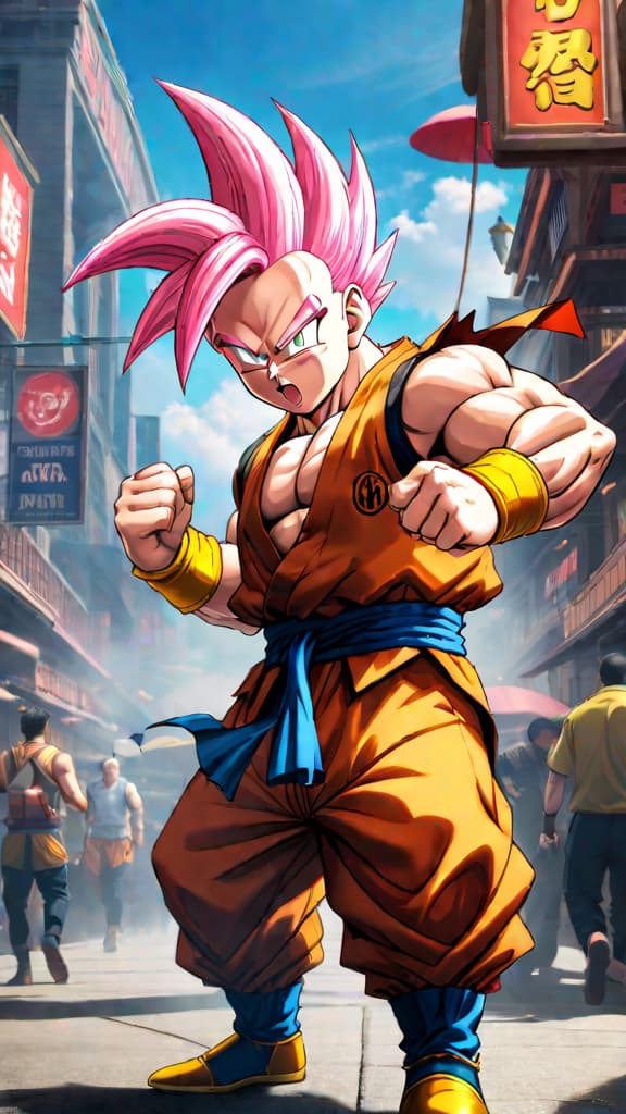  anime art: majin buu's resilience overpowers goten and trunks' fusion as they battle fiercely. hyperrealistic, full body, detailed clothing, highly detailed, cinematic lighting, stunningly beautiful, intricate, sharp focus, f/1. 8, 85mm, (centered image composition), (professionally color graded), ((bright soft diffused light)), volumetric fog, trending on instagram, trending on tumblr, HDR 4K, 8K