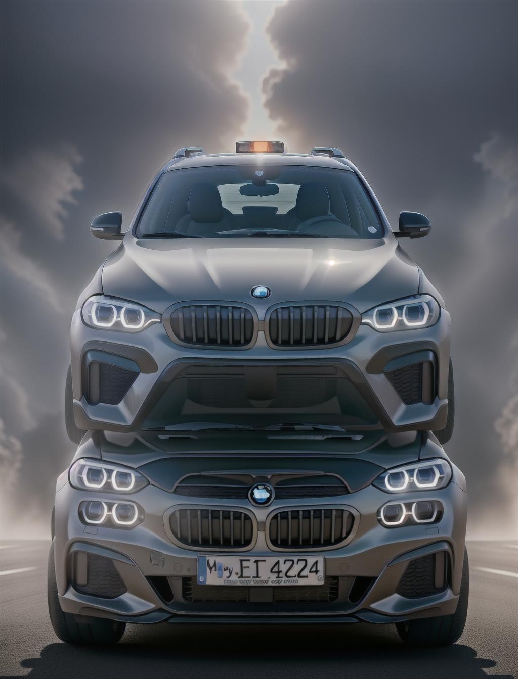  A bmw x5 police car hyperrealistic, full body, detailed clothing, highly detailed, cinematic lighting, stunningly beautiful, intricate, sharp focus, f/1. 8, 85mm, (centered image composition), (professionally color graded), ((bright soft diffused light)), volumetric fog, trending on instagram, trending on tumblr, HDR 4K, 8K