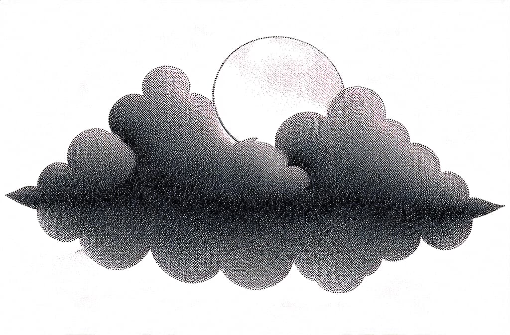  contour, very simple image in one unbroken black ink line, single line of moon among clouds in sky, icon isolated on white background ar 3:2 using a single continuous black line ink brushon white background, drawing should be created without lifting the pen, recognizable features of moon among clouds in sky, icon isolated on white background ar 3:2 in one unbroken line