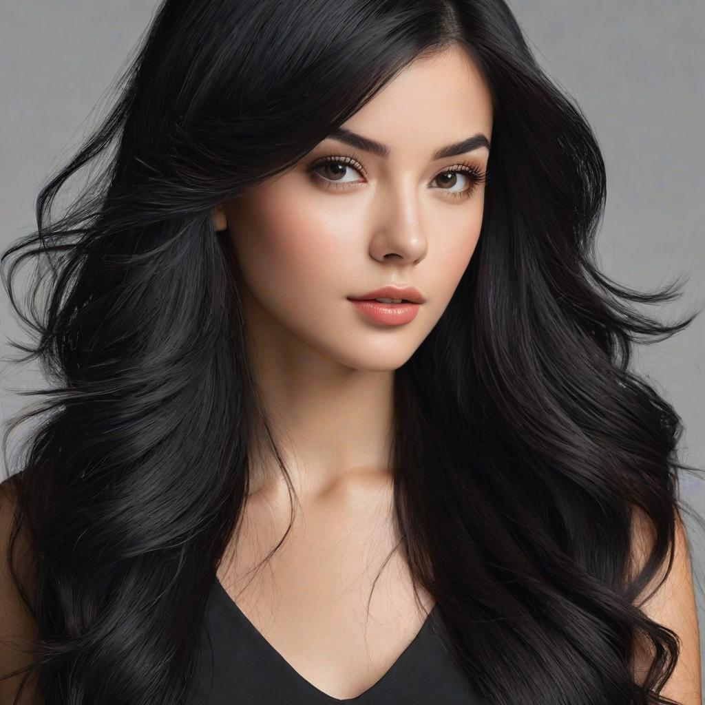  hyper realistic, female with long black hair