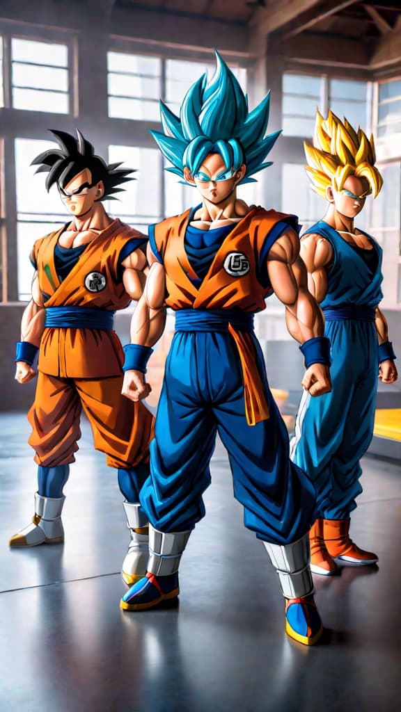  anime art of goku, vegeta, and trunks training intensely in the hyperbolic time chamber from dragon ball. hyperrealistic, full body, detailed clothing, highly detailed, cinematic lighting, stunningly beautiful, intricate, sharp focus, f/1. 8, 85mm, (centered image composition), (professionally color graded), ((bright soft diffused light)), volumetric fog, trending on instagram, trending on tumblr, HDR 4K, 8K