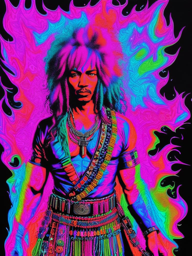  Psychedelic Portrait, Black light, Jimi Hendrix, medium/full body