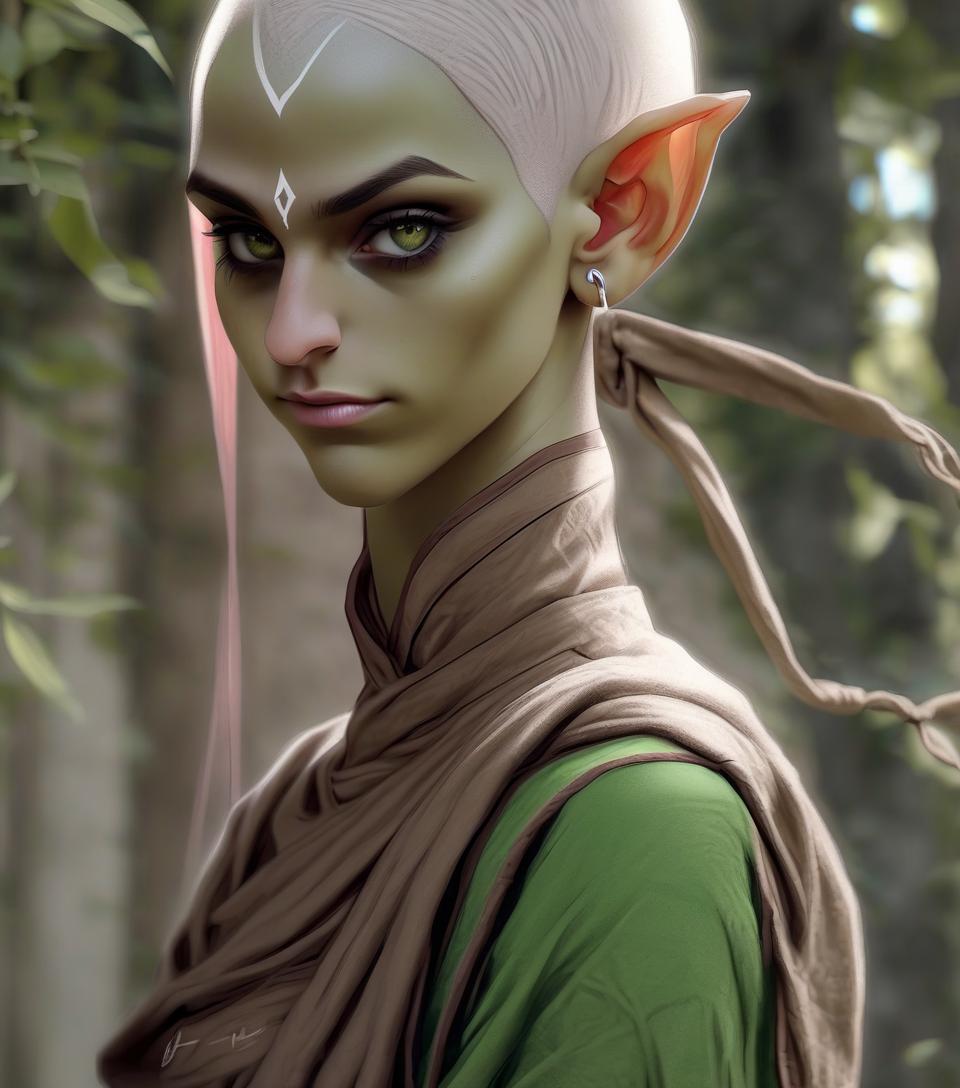  dnd fantasy drawing elf girl monk blind bald