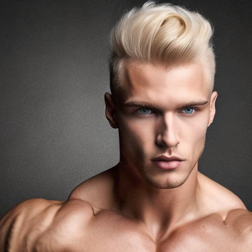 portrait+ style Russian LGBT queer fitness model blonde hunk dude face