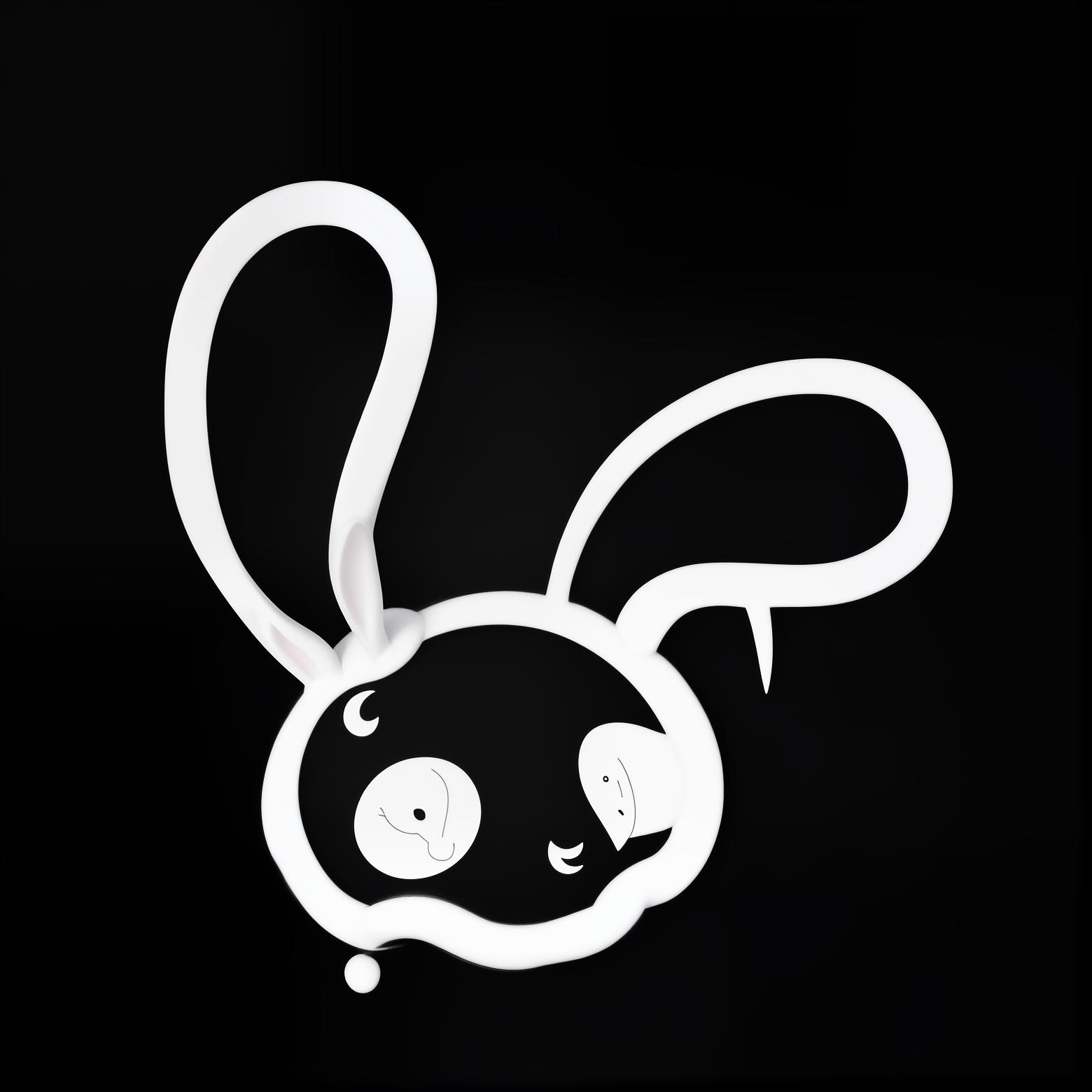  masterpiece, best quality, transform the existing logo of a rabbit, which currently features a minimalist, outline style showing only the edges, eyes, and nose, into a realistic and fully detailed mask of the same rabbit. the new design should retain the urban style and character of the original, but the rabbit should now be depicted in full detail, with its entire face filled in realistically. the mask should have lifelike textures, showing fur, shading, and depth, while keeping the recognizable features and expression of the original outline drawing.