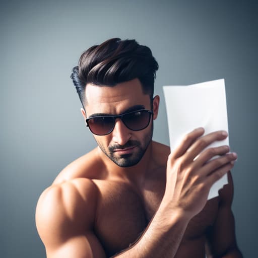  (man holding paper that says pushups), photorealistic, highly detailed, 4k, high quality hyperrealistic, full body, detailed clothing, highly detailed, cinematic lighting, stunningly beautiful, intricate, sharp focus, f/1. 8, 85mm, (centered image composition), (professionally color graded), ((bright soft diffused light)), volumetric fog, trending on instagram, trending on tumblr, HDR 4K, 8K