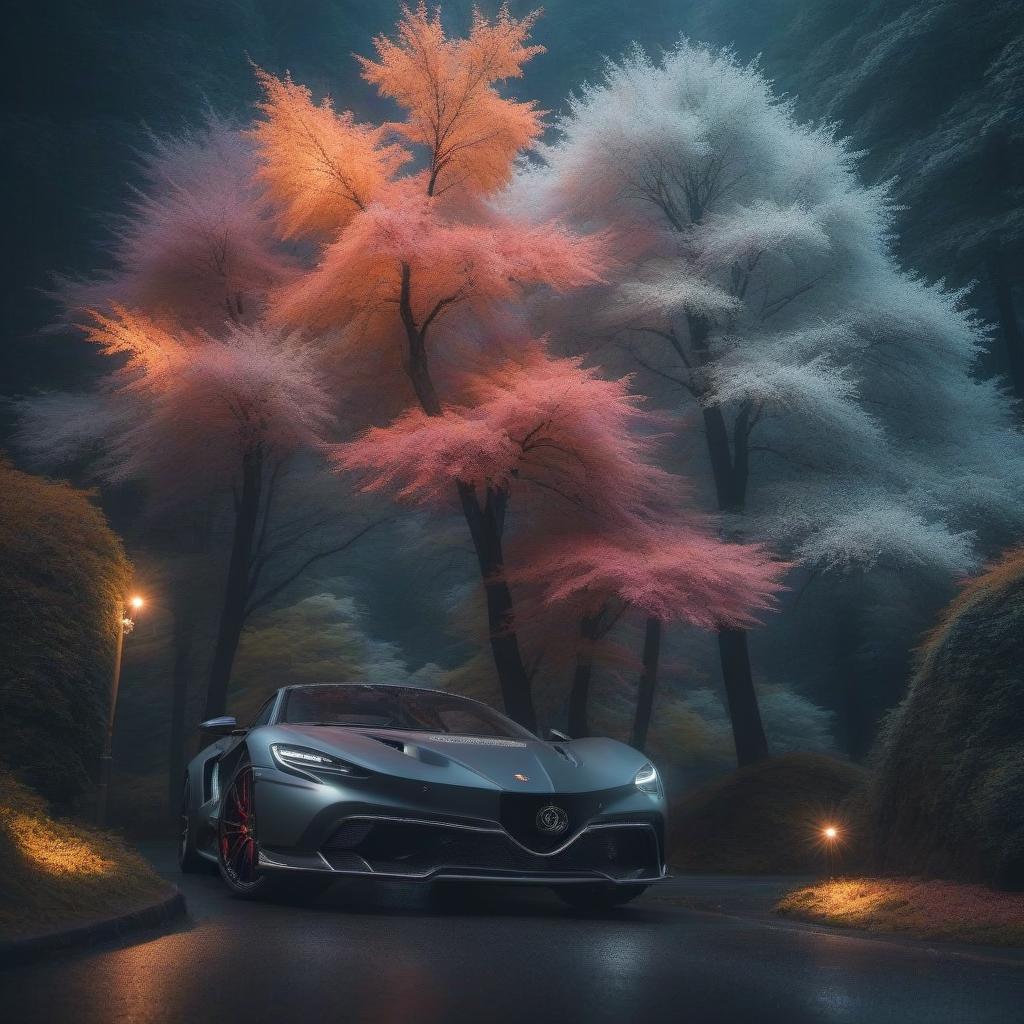  A beautiful car hyperrealistic, full body, detailed clothing, highly detailed, cinematic lighting, stunningly beautiful, intricate, sharp focus, f/1. 8, 85mm, (centered image composition), (professionally color graded), ((bright soft diffused light)), volumetric fog, trending on instagram, trending on tumblr, HDR 4K, 8K