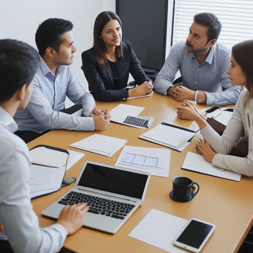  people are having a meeting at office