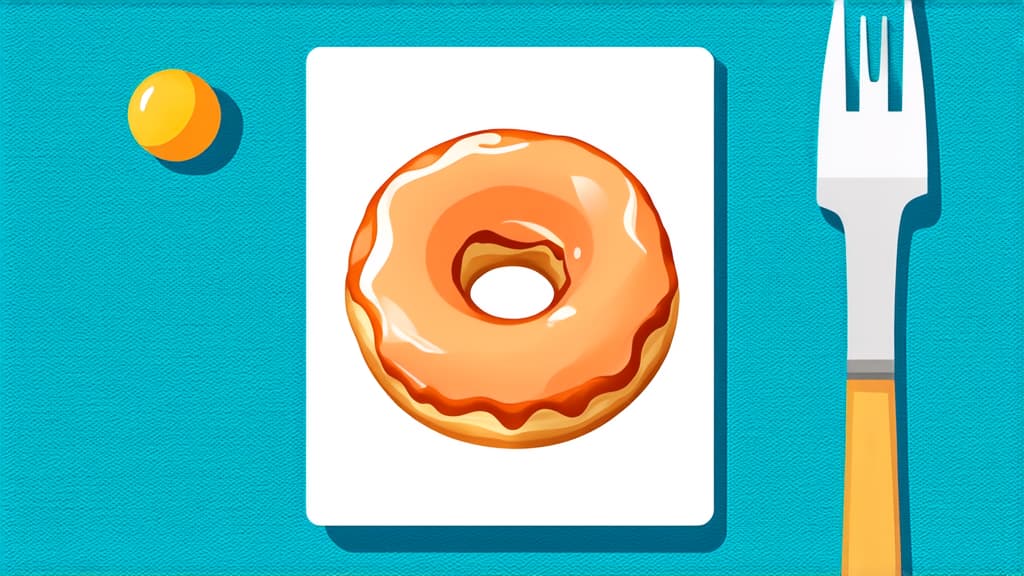  flat illustration, flaticon, (illustration:1.15), bitten donut on white background ar 16:9, [cory loftis, strobist, pascal campion :: 0.2]