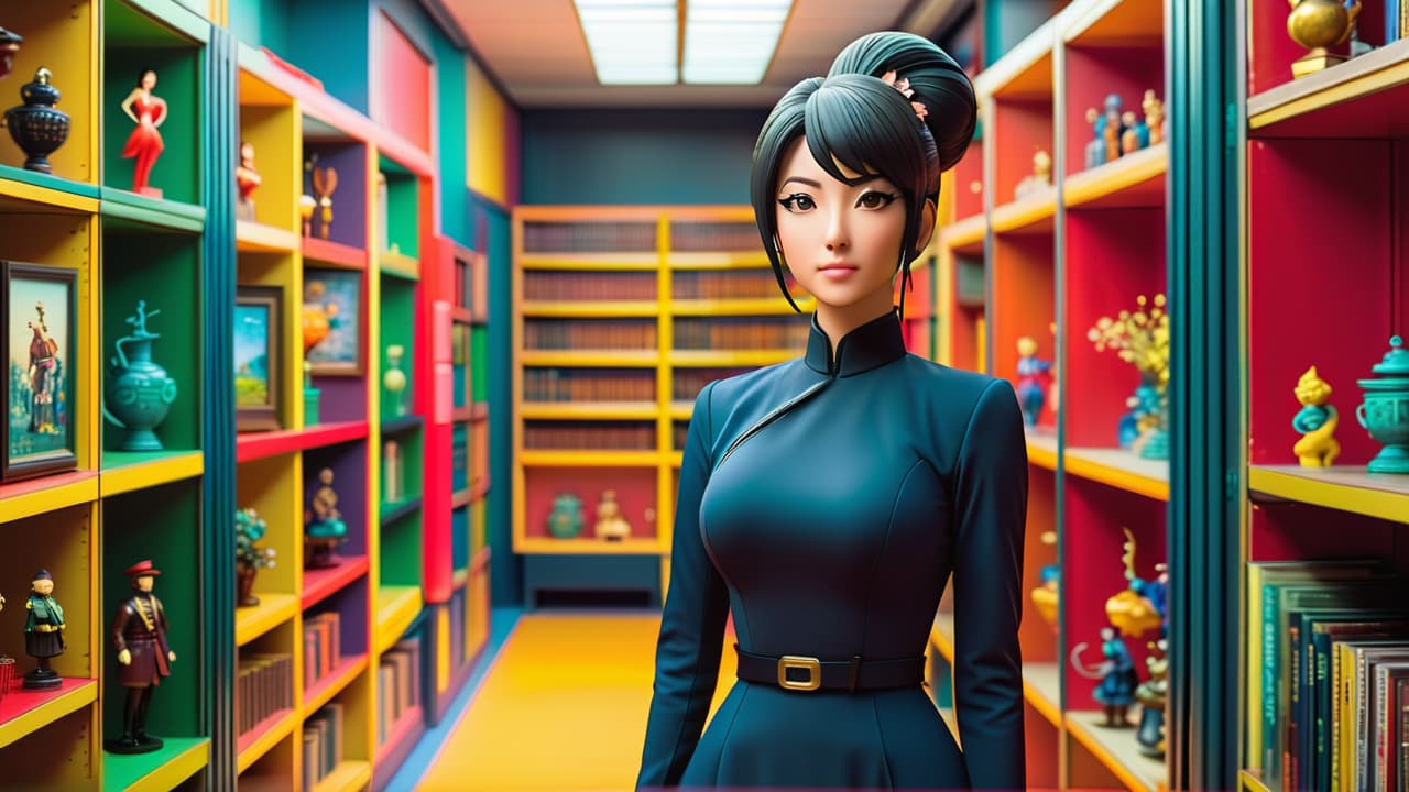  a vibrant, dynamic scene featuring a collection of intricate anime figurines on display, showcasing diverse characters with unique designs, set against a backdrop of colorful shelves filled with collectibles and art, emphasizing their artistic value. hyperrealistic, full body, detailed clothing, highly detailed, cinematic lighting, stunningly beautiful, intricate, sharp focus, f/1. 8, 85mm, (centered image composition), (professionally color graded), ((bright soft diffused light)), volumetric fog, trending on instagram, trending on tumblr, HDR 4K, 8K