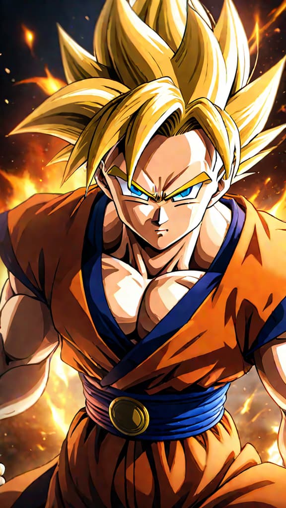  anime art: gohan achieving super saiyan 2 during the intense cell games battle. hyperrealistic, full body, detailed clothing, highly detailed, cinematic lighting, stunningly beautiful, intricate, sharp focus, f/1. 8, 85mm, (centered image composition), (professionally color graded), ((bright soft diffused light)), volumetric fog, trending on instagram, trending on tumblr, HDR 4K, 8K