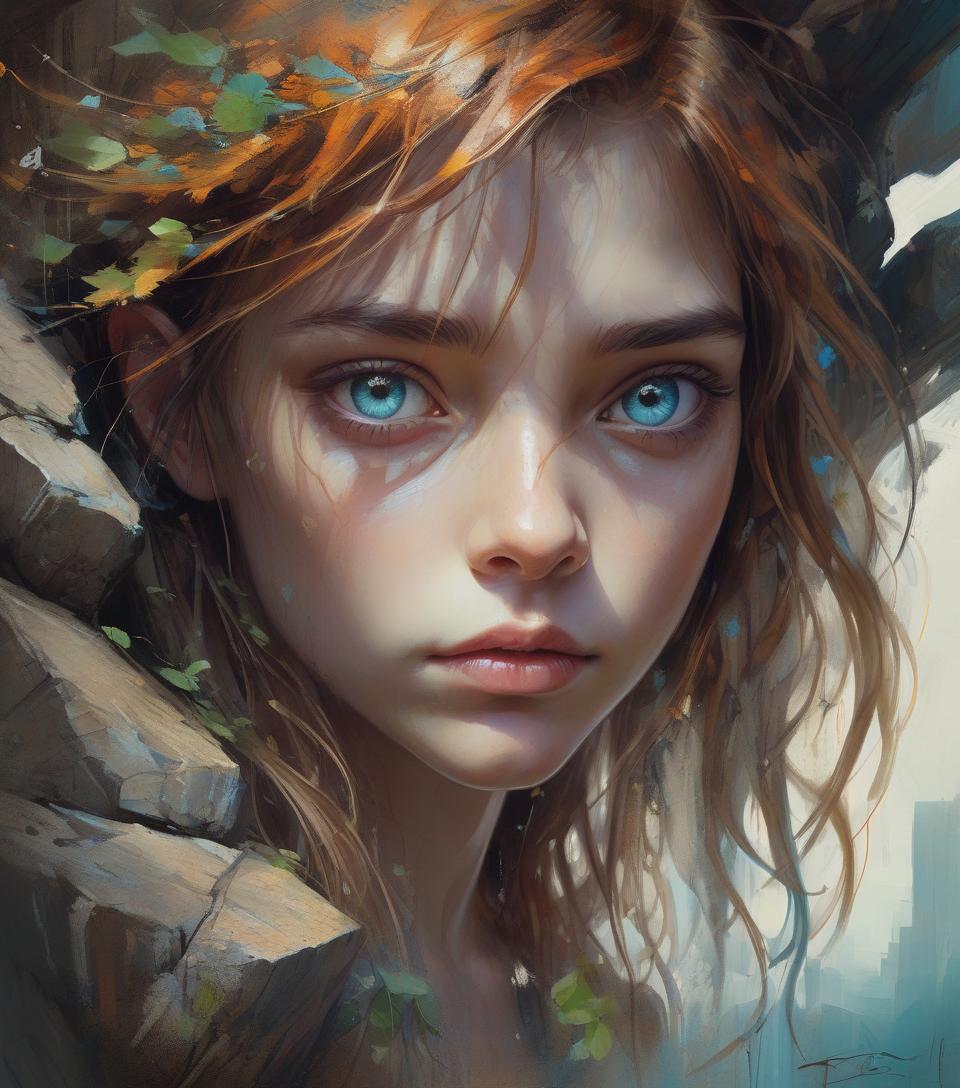  masterpiece artwork, realistic surreal, perfect and dynamic digital painting, a young leaning against a rock, perfect eyes, messy mid length hair, multi layered ilration, carne griffiths, brian froud, luis rostyle, michael garmash, lilia alvarado and russ mills, incredibly detailed and stunningly beautiful, perfectly detailed eyes, symmetrical facial features, perfectly proportioned face, vivid paint colors, imposing, trending on artstation, concept art, soft and sharp focus, ilration, painted lighting, complex and volumetric, cheerful, sharp focus, ultra detailed, in the style of danielle gerhartz and karen griffiths