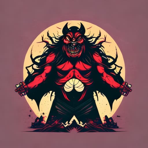  demonic horrorcore Japan in PrintDesign style