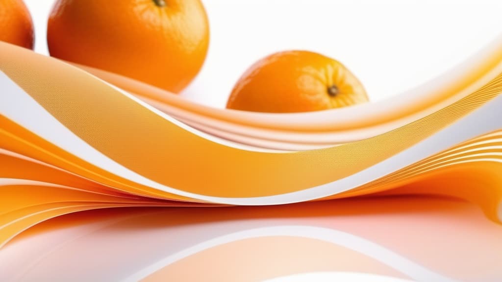  Abstract flowing waves with beautiful oranges on white background with bokeh ar 16:9 high quality, detailed intricate insanely detailed, flattering light, RAW photo, photography, photorealistic, ultra detailed, depth of field, 8k resolution , detailed background, f1.4, sharpened focus