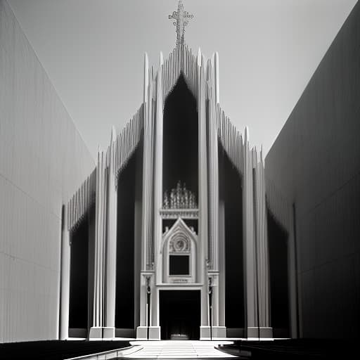  black and white photo of the catholic cathedral, geometric , structural , aesthetic , by julius shulman, andreas gursky, iwan baan, berenice abbott, hiroshi sugimoto