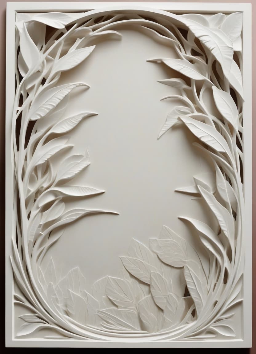  gypsum panel horizon figure abstraction art nouveau art leaves tropics forest