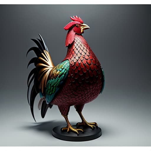  Glass rooster hyperrealistic, full body, detailed clothing, highly detailed, cinematic lighting, stunningly beautiful, intricate, sharp focus, f/1. 8, 85mm, (centered image composition), (professionally color graded), ((bright soft diffused light)), volumetric fog, trending on instagram, trending on tumblr, HDR 4K, 8K