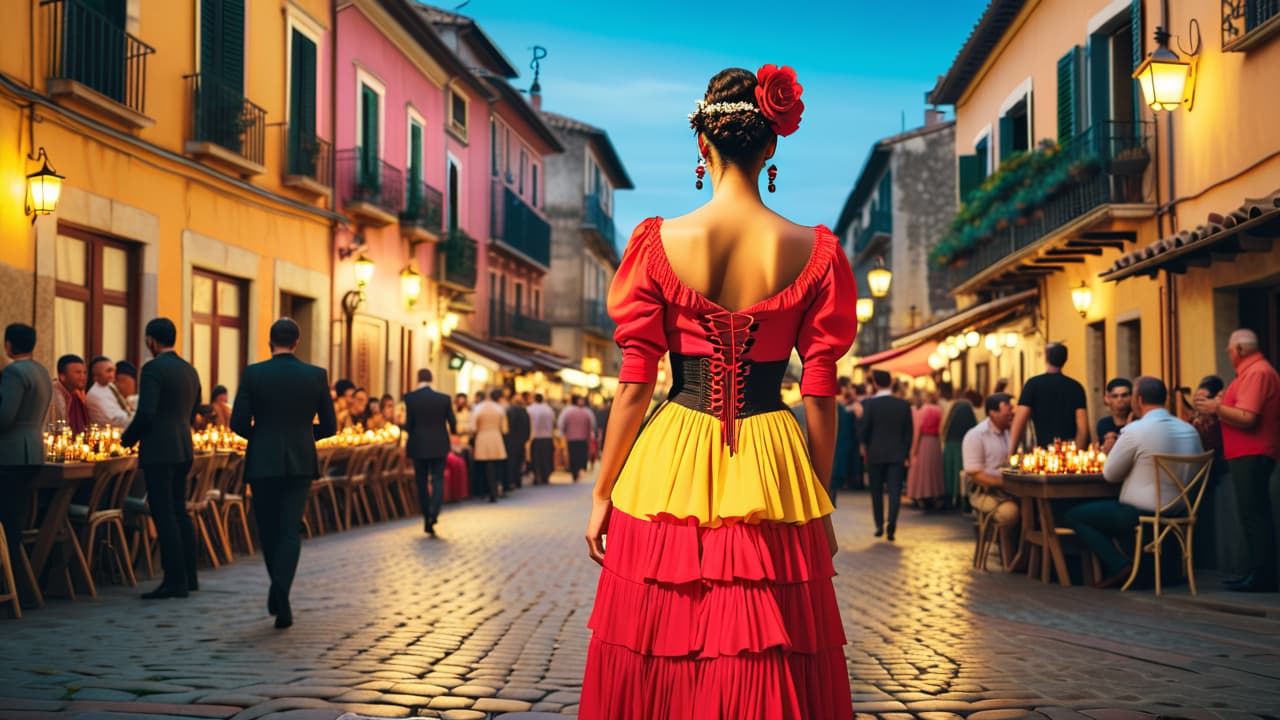  @ image prompt: "a collage of cultural experiences in spain, featuring vibrant scenes of local fiestas, traditional flamenco dancers, delicious tapas, and warm interactions with locals, symbolizing personal growth through travel and cultural immersion." hyperrealistic, full body, detailed clothing, highly detailed, cinematic lighting, stunningly beautiful, intricate, sharp focus, f/1. 8, 85mm, (centered image composition), (professionally color graded), ((bright soft diffused light)), volumetric fog, trending on instagram, trending on tumblr, HDR 4K, 8K