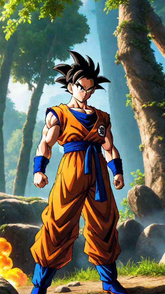  anime art: gohan from dragon ball surpassing his dad's power, a hidden ace with immense potential. hyperrealistic, full body, detailed clothing, highly detailed, cinematic lighting, stunningly beautiful, intricate, sharp focus, f/1. 8, 85mm, (centered image composition), (professionally color graded), ((bright soft diffused light)), volumetric fog, trending on instagram, trending on tumblr, HDR 4K, 8K