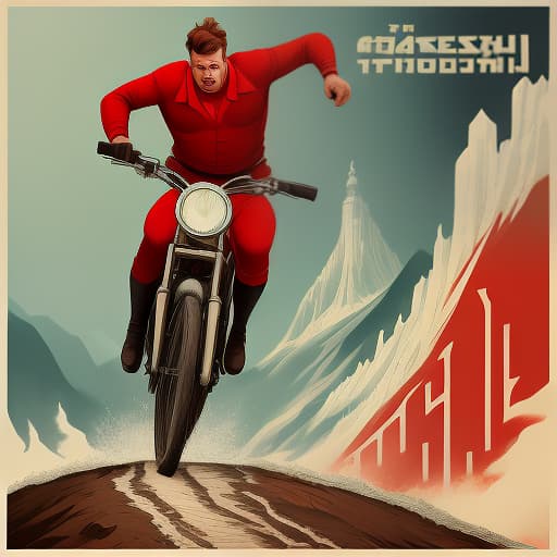  poster, the man goes uphill, in the style of the ussr