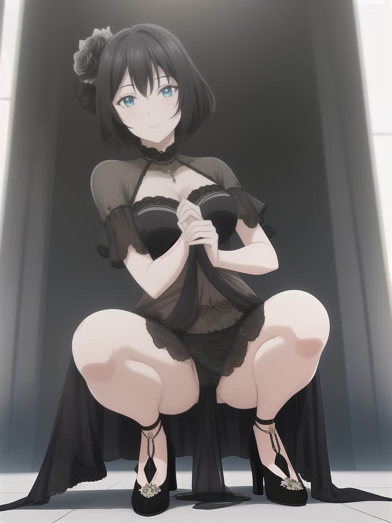  ,black short hair,,full ,squatting,open legs,show off ,show off anal,open , focus, focus,,from below, masterpiece, best quality,8k,ultra detailed,high resolution,an extremely delicate and beautiful,hyper detail hyperrealistic, full body, detailed clothing, highly detailed, cinematic lighting, stunningly beautiful, intricate, sharp focus, f/1. 8, 85mm, (centered image composition), (professionally color graded), ((bright soft diffused light)), volumetric fog, trending on instagram, trending on tumblr, HDR 4K, 8K