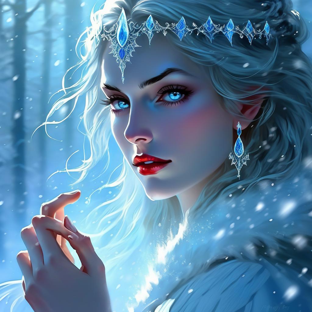  ethereal fantasy concept art of ((i am the sword's dream, farewell flame)), the raven's food. ((and you will dance with me from now on, youngest son of the king)) .((winter sun)). incredibly beautiful, ((blue white, as if moulded from snow)) . ((her scarlet lips trembled, her coal lashes fluttered)) , her fingers reached for (a string of pearl beads)). (style):fantasy, fairy tale, scottish legends, high quality, close up, ice, wind, blizzard.fine, fine fractal glitter bright ice line ink sketch on black background, (ice pixie silhouette:1.3), ice outline outline, snowflake outline, ice pixie with snow wings. (ice colour):pearl grey,grey white,pearl blue,snow white. . magnificent, celestial, ethereal, painterly, epic, majestic, magical, fan