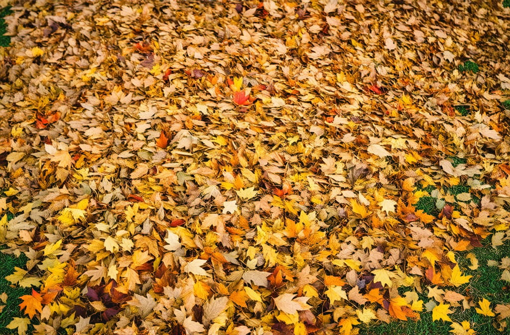  professional detailed photography, a pile of colorful autumn leaves in a park. vector flat minimalistic isolated illustration. ar 3:2, (muted colors, dim colors, soothing tones), (vsco:0.3)