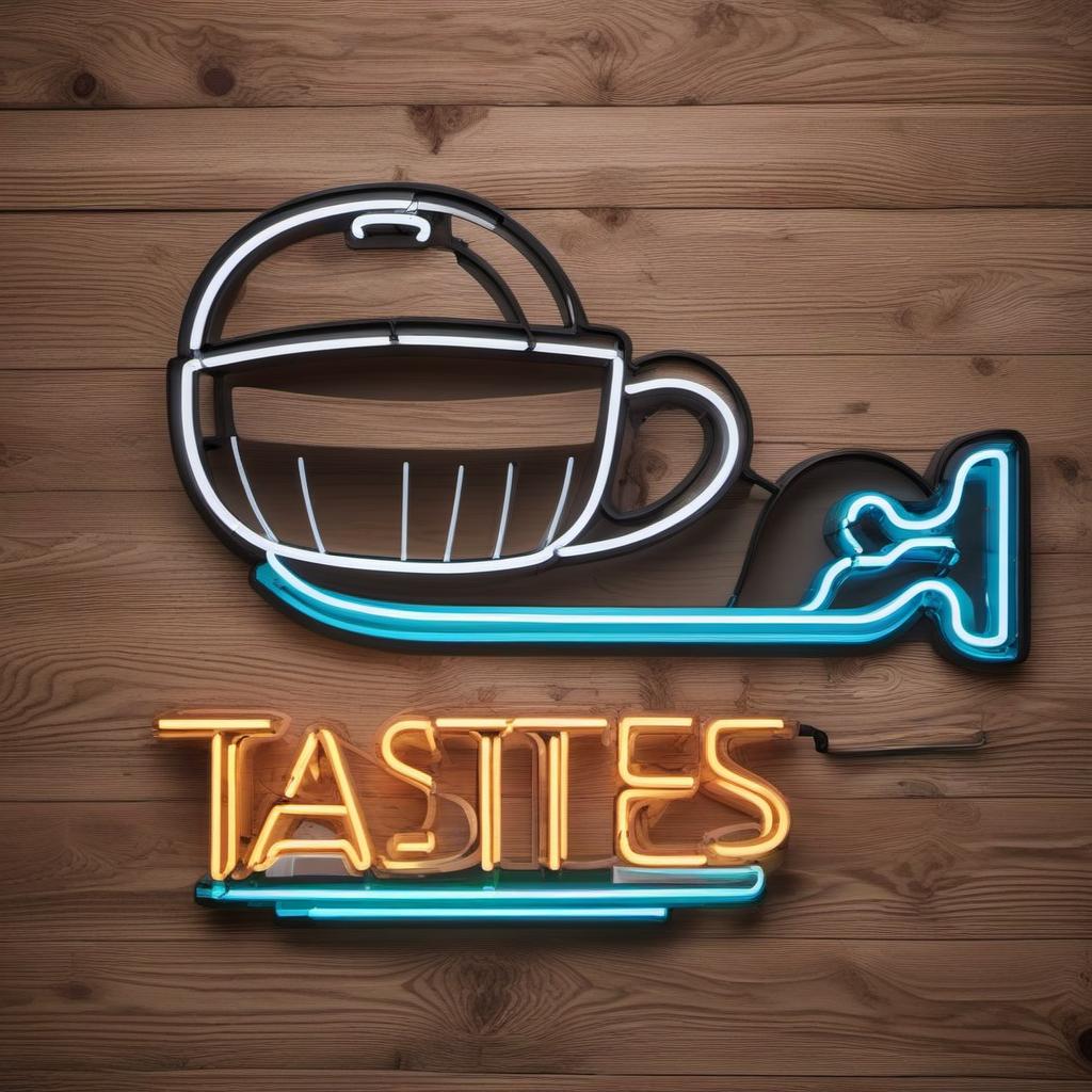  “taste teas” neon sign, profile image style