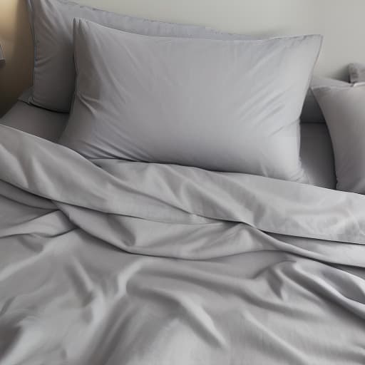  light grey two pillows and sheets on the bed