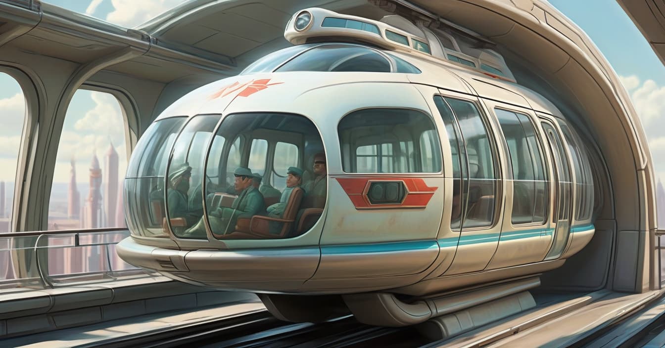  sci fi style high detail, high quality, soviet retrofuturism, ussr, space, monorail car, transparent roof, pilot inside, monorail, hydrogen engine, background of stalin's empire building . futuristic, technological, alien worlds, space themes, advanced civilizations