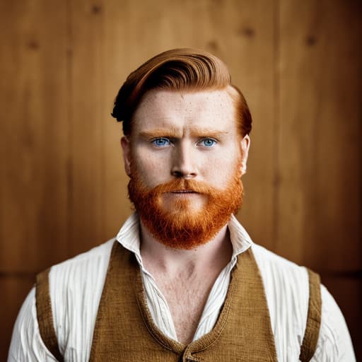 portrait+ style historical TV series actor queer ginger hunk dude face