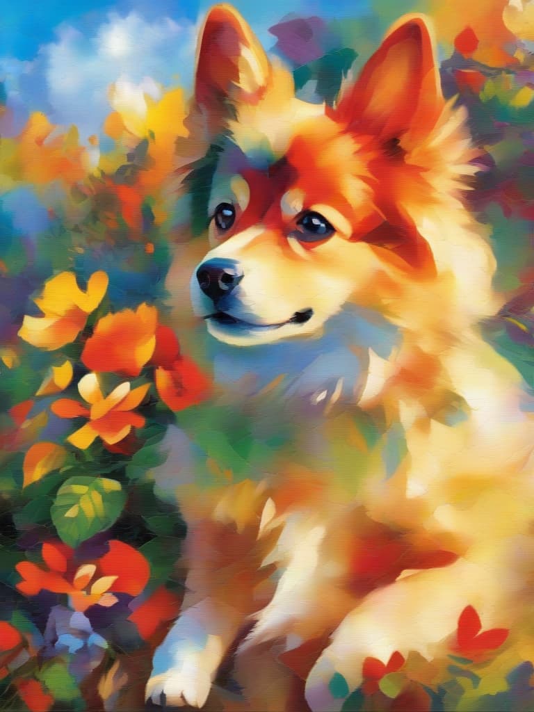  (jigsaw puzzle style screen,painting style)(separated by each piece)(1 piece) master piece (1 cute dog pomeranian)(jigsaw puzzle style composition:)(1 piece is off)(1 piece is off) super analysis,high quality,16k