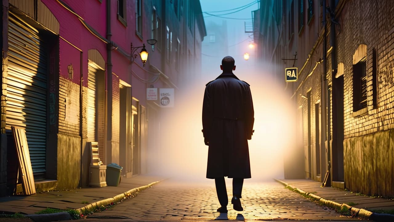  a shadowy figure in a dimly lit alley, whispering to an intrigued group of diverse listeners. eerie urban settings with flickering streetlights, graffiti covered walls, and misty fog create an atmosphere of suspense and intrigue. hyperrealistic, full body, detailed clothing, highly detailed, cinematic lighting, stunningly beautiful, intricate, sharp focus, f/1. 8, 85mm, (centered image composition), (professionally color graded), ((bright soft diffused light)), volumetric fog, trending on instagram, trending on tumblr, HDR 4K, 8K