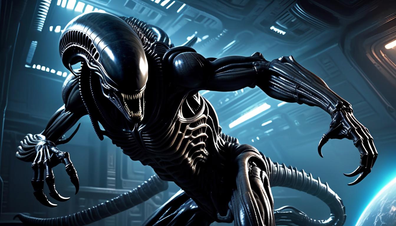  xenomorph, monster, space, realism, horror, bio, mechanics, ancient egypt