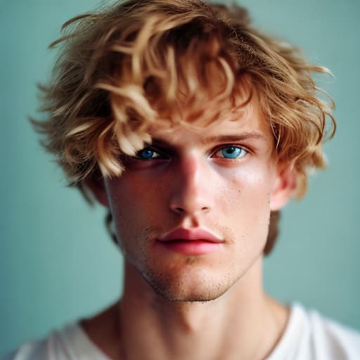 portrait+ style Russian LGBT queer supermodel blonde hunk dude face