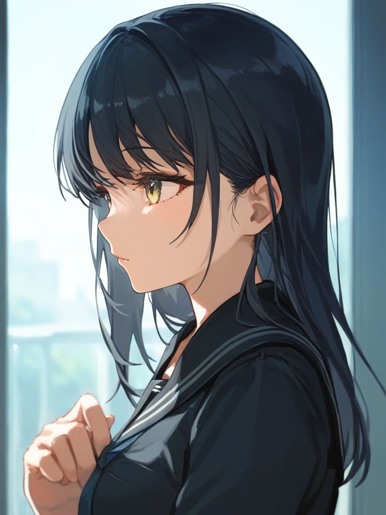  {((beautiful girl))((long black hair))(wearing black sailor suit)):1.4,looking straight ahead (upper body only:1.4)},super detail,high resolution,absurd,adopted,