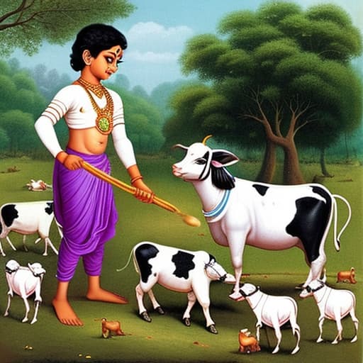  Lord Sri Krishna playing with cows in childhood