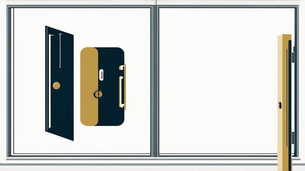  flat illustration, flaticon, (illustration:1.15), door lock on a white background ar 16:9, [cory loftis, strobist, pascal campion :: 0.2]