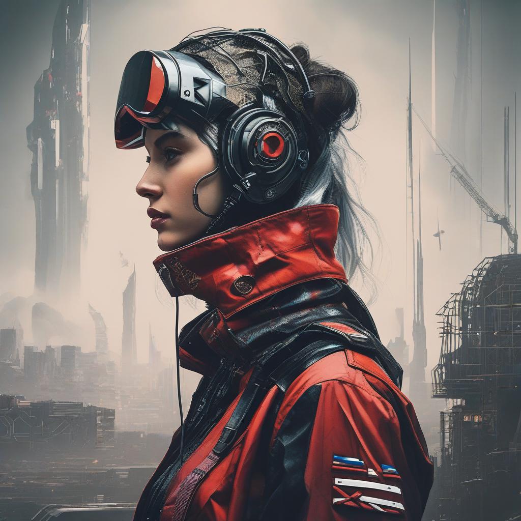  masterpiece, best quality,A British female profile, cyberpunk attire, clean background,