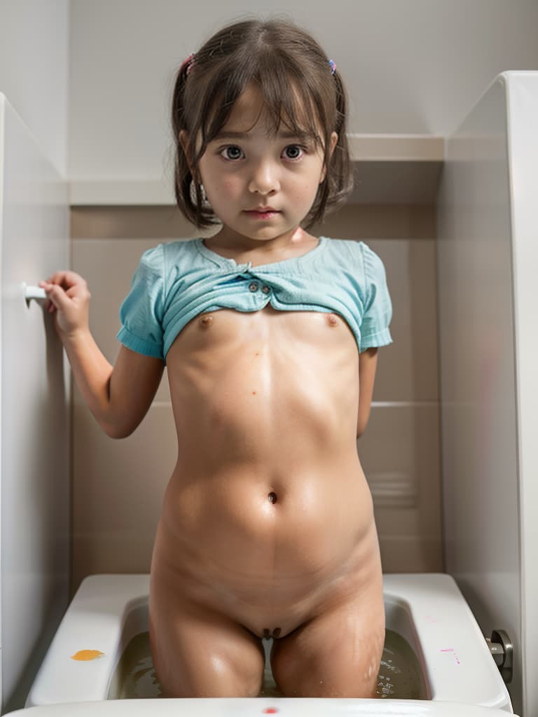  girl in poo, first grader, toilet, looking at my stomach, masterpiece, best quality,8k,ultra detailed,high resolution,an extremely delicate and beautiful,hyper detail