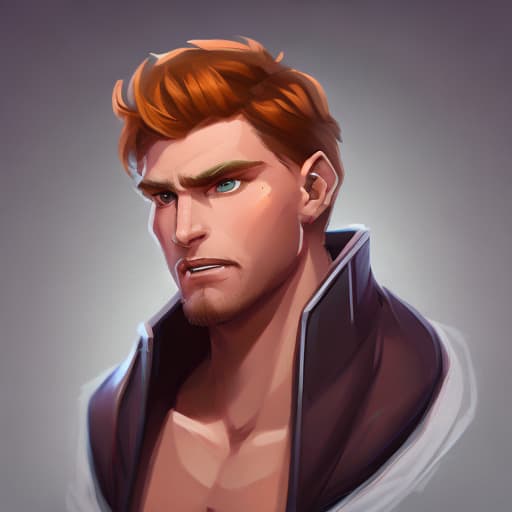 portrait+ style action RPG game character LGBT queer blonde hunk dude face