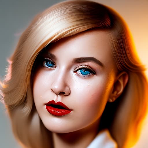 portrait+ style Russian lesbian queer tiktok star blonde female face