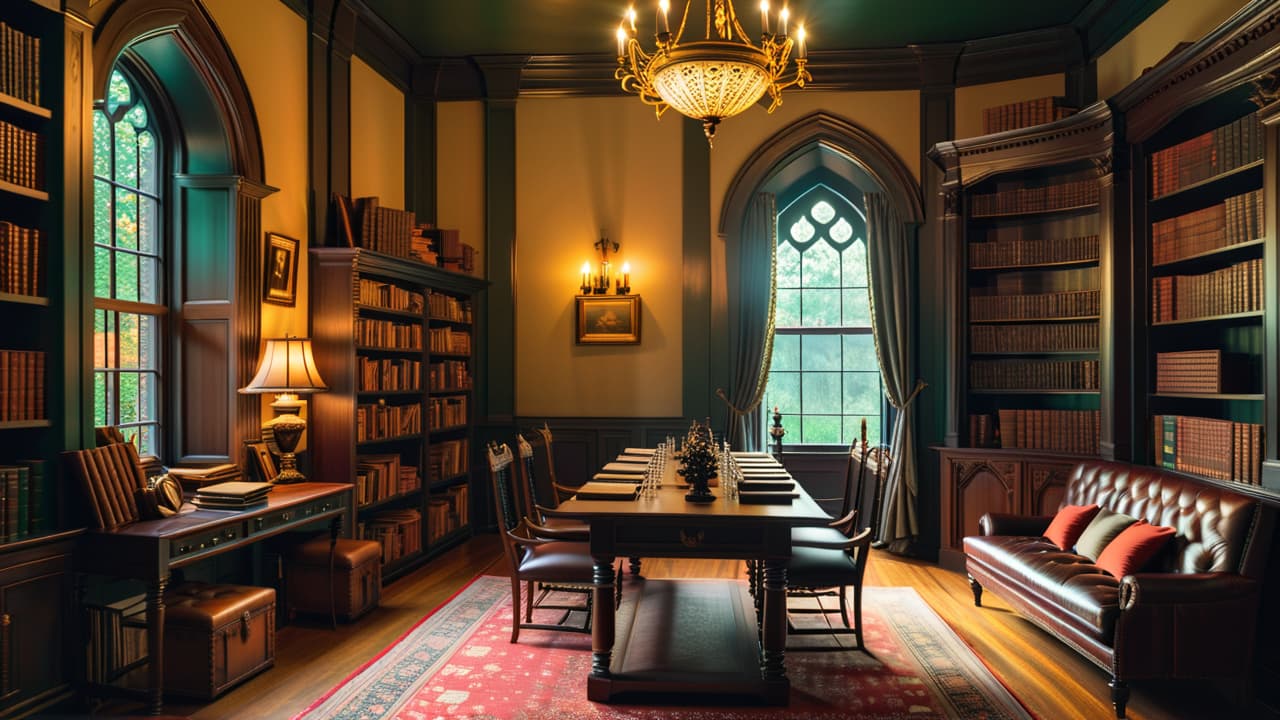  a cozy library filled with historical novels, featuring three distinct sections: medieval knights, victorian romance, and world war ii espionage, each with period appropriate decor, costumes, and artifacts, creating an immersive literary atmosphere. hyperrealistic, full body, detailed clothing, highly detailed, cinematic lighting, stunningly beautiful, intricate, sharp focus, f/1. 8, 85mm, (centered image composition), (professionally color graded), ((bright soft diffused light)), volumetric fog, trending on instagram, trending on tumblr, HDR 4K, 8K