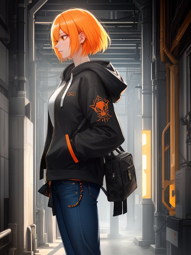  short bob, boyish, hoodie, upper body only, skinny pants, orange eye, women, tiger, blonde, profile, masterpiece, best quality,8k,ultra detailed,high resolution,an extremely delicate and beautiful,hyper detail hyperrealistic, full body, detailed clothing, highly detailed, cinematic lighting, stunningly beautiful, intricate, sharp focus, f/1. 8, 85mm, (centered image composition), (professionally color graded), ((bright soft diffused light)), volumetric fog, trending on instagram, trending on tumblr, HDR 4K, 8K