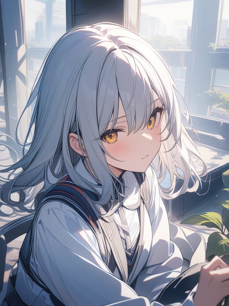  silver hair, yellow, masterpiece, best quality,8k,ultra detailed,high resolution,an extremely delicate and beautiful,hyper detail