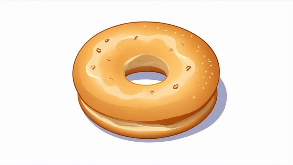  flat illustration, flaticon, (illustration:1.15), bagel on a white background ar 16:9, [cory loftis, strobist, pascal campion :: 0.2]