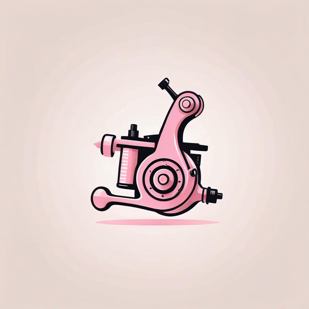  minimalist style draw a rotary pink tattoo machine . simple, clean, uncluttered, modern, elegant, logo