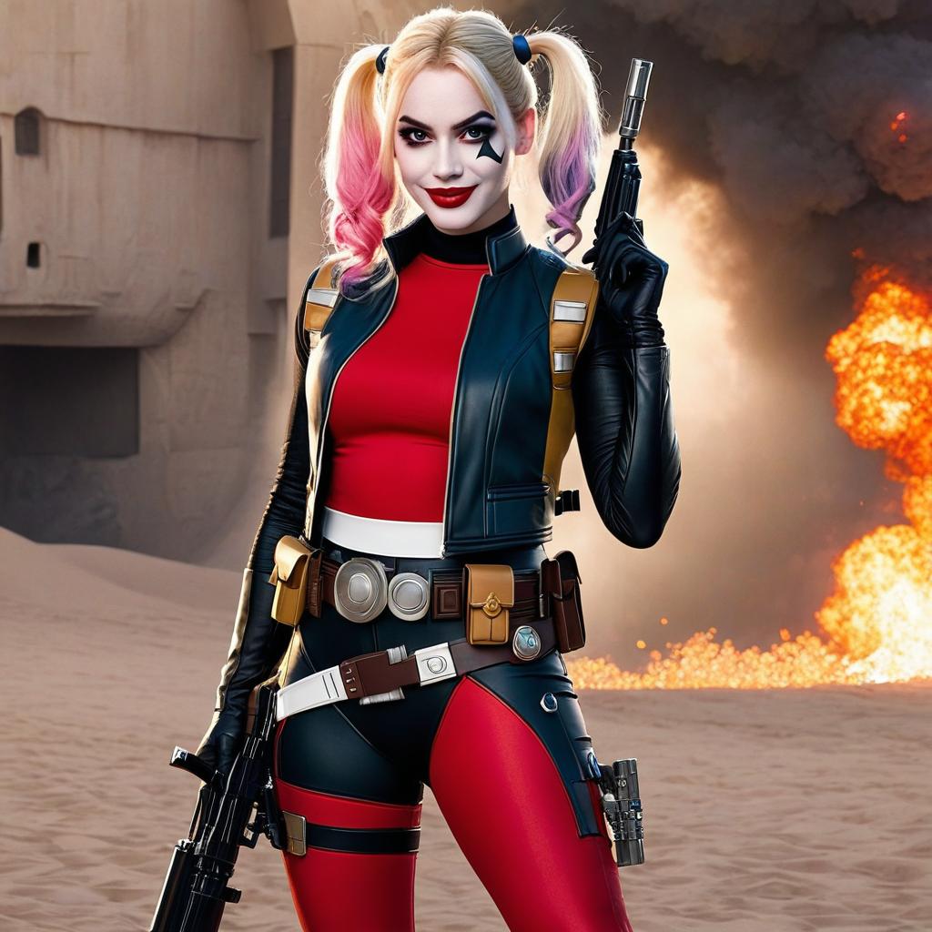  harley quinn as a star wars bounty hunter