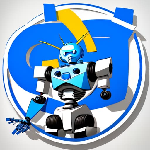  logo. funny robot, big "keta" sign. blue eyes. the colors blue, red, yellow, blue prevail. white background