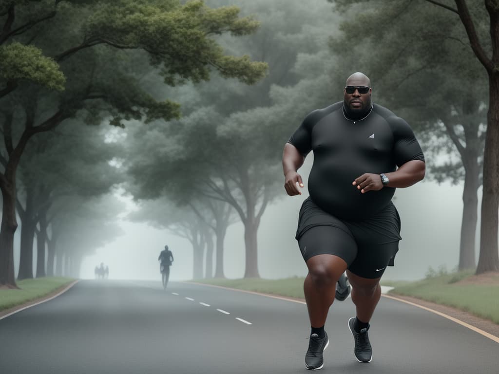  Big black man chasing someone , (high detailed skin:1.2), 8k uhd, dslr, soft lighting, high quality, film grain, Fujifilm XT3 hyperrealistic, full body, detailed clothing, highly detailed, cinematic lighting, stunningly beautiful, intricate, sharp focus, f/1. 8, 85mm, (centered image composition), (professionally color graded), ((bright soft diffused light)), volumetric fog, trending on instagram, trending on tumblr, HDR 4K, 8K